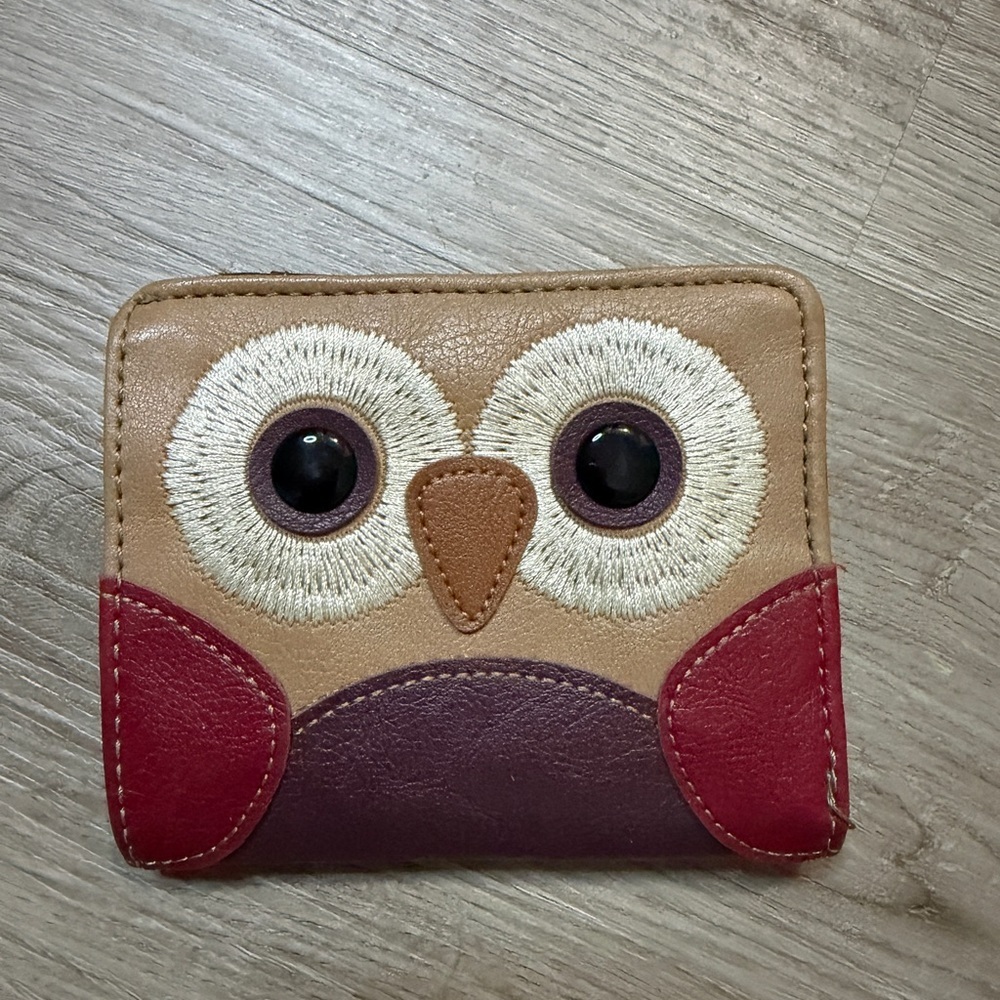 Relic Owl Wallet with Red and Tan Accents